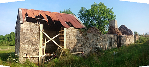 rear of cottage without roof